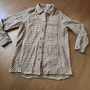 CAbi Plaid Cotton Twill Collared Long Sleeve Button-Up Women's Shirt Size M